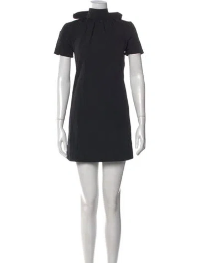 Pre-owned Staud Mock Neck Mini Dress In Black