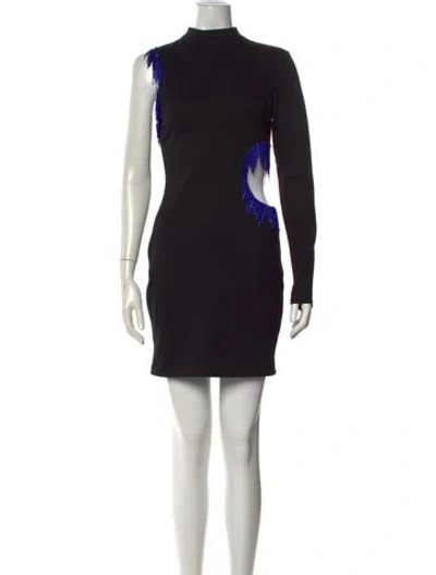 Pre-owned Staud Mock Neck Mini Dress In Black