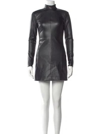 Pre-owned Staud Mock Neck Mini Dress In Black
