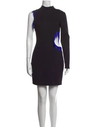 Pre-owned Staud Mock Neck Mini Dress In Black