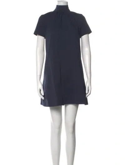 Pre-owned Staud Mock Neck Mini Dress In Blue