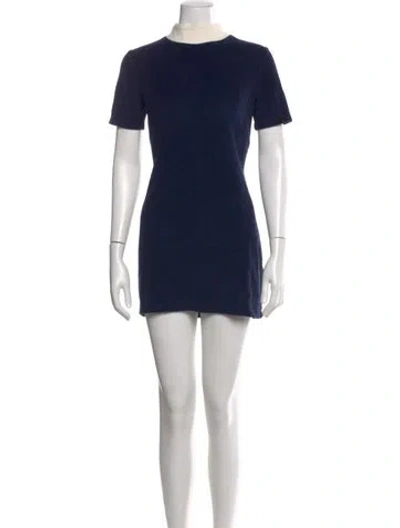 Pre-owned Staud Mock Neck Mini Dress In Blue