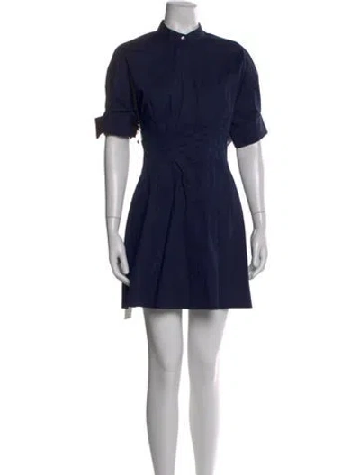 Pre-owned Staud Mock Neck Mini Dress In Blue