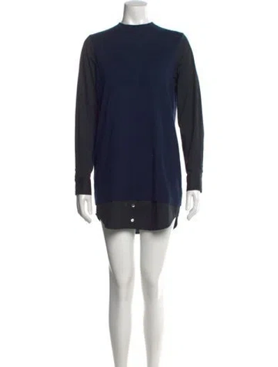Pre-owned Staud Mock Neck Mini Dress In Blue