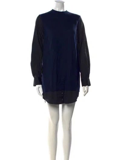 Pre-owned Staud Mock Neck Mini Dress In Blue