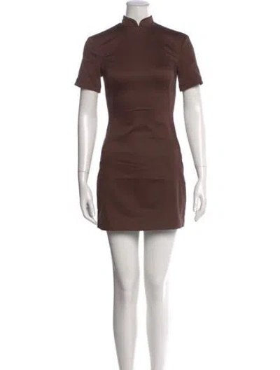 Pre-owned Staud Mock Neck Mini Dress In Brown