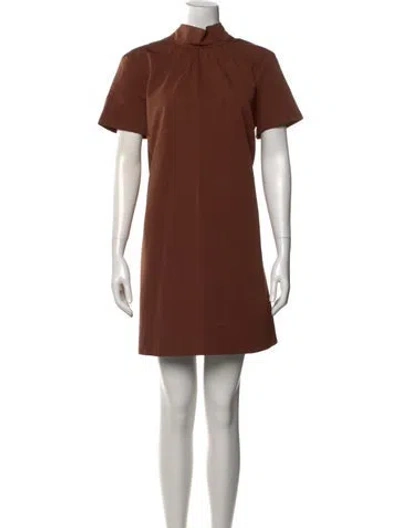 Pre-owned Staud Mock Neck Mini Dress In Brown