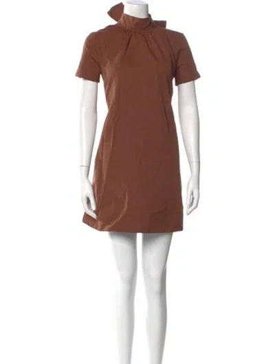 Pre-owned Staud Mock Neck Mini Dress In Brown