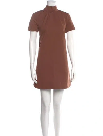 Pre-owned Staud Mock Neck Mini Dress In Brown