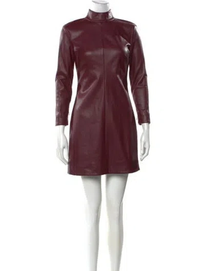 Pre-owned Staud Mock Neck Mini Dress In Burgundy