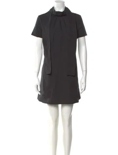 Pre-owned Staud Mock Neck Mini Dress In Gray
