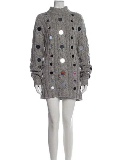 Pre-owned Staud Mock Neck Mini Dress In Gray