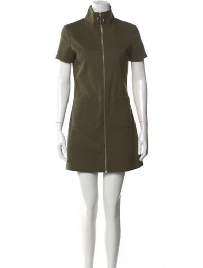 Pre-owned Staud Mock Neck Mini Dress In Green