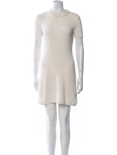 Pre-owned Staud Mock Neck Mini Dress In Neutral