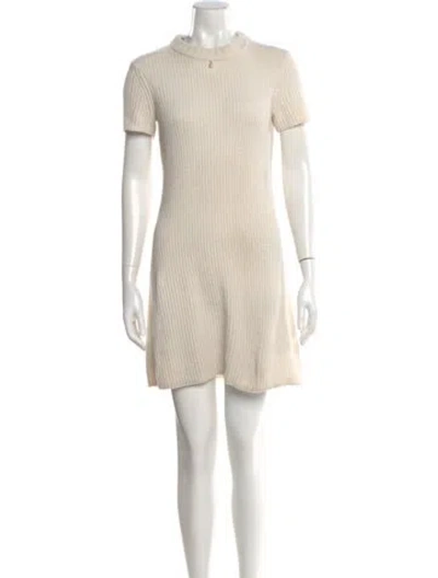 Pre-owned Staud Mock Neck Mini Dress In Neutral