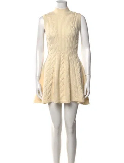 Pre-owned Staud Mock Neck Mini Dress In Neutral
