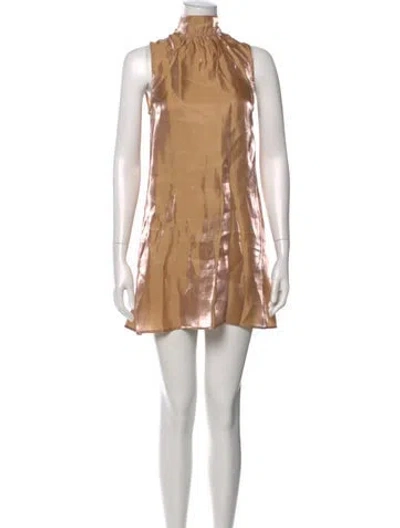 Pre-owned Staud Mock Neck Mini Dress In Neutrals