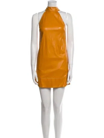 Pre-owned Staud Mock Neck Mini Dress In Orange