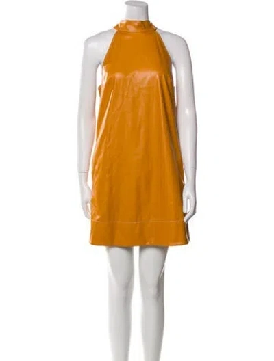Pre-owned Staud Mock Neck Mini Dress In Orange