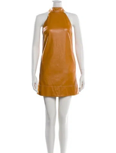 Pre-owned Staud Mock Neck Mini Dress In Orange