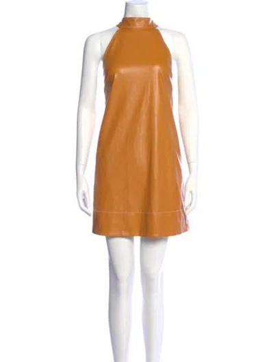 Pre-owned Staud Mock Neck Mini Dress In Orange