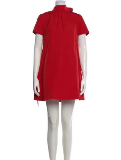 Pre-owned Staud Mock Neck Mini Dress In Red