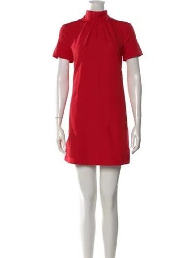 Pre-owned Staud Mock Neck Mini Dress In Red