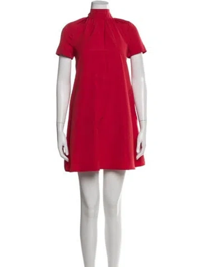 Pre-owned Staud Mock Neck Mini Dress In Red