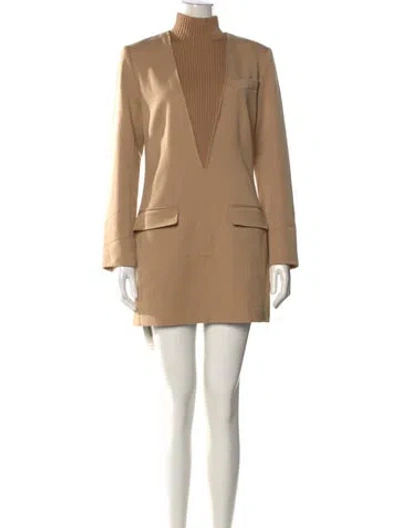 Pre-owned Staud Mock Neck Mini Dress W/ Tags In Neutral