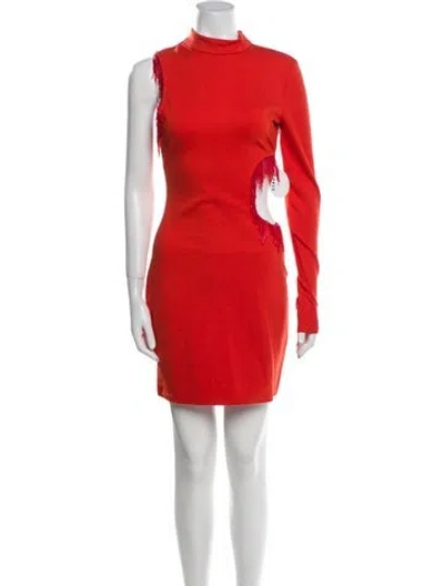 Pre-owned Staud Mock Neck Mini Dress W/ Tags In Orange