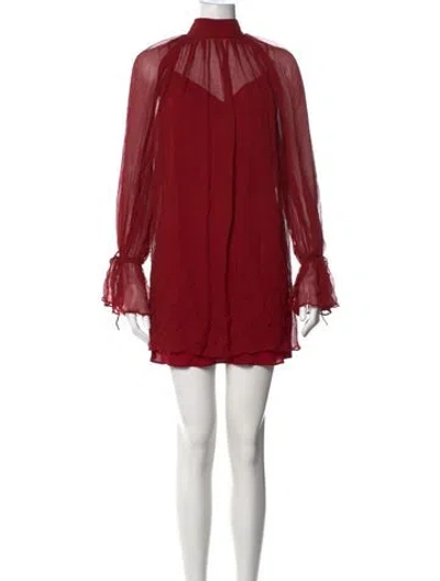 Pre-owned Staud Mock Neck Mini Dress W/ Tags In Red