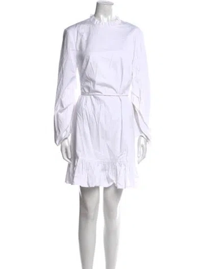 Pre-owned Staud Mock Neck Mini Dress In White