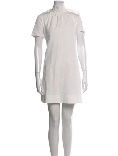 Pre-owned Staud Mock Neck Mini Dress In White