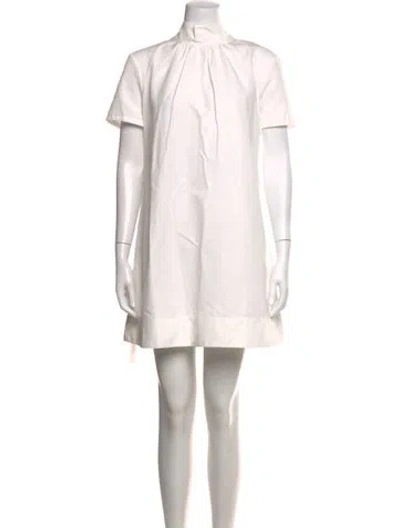 Pre-owned Staud Mock Neck Mini Dress In White
