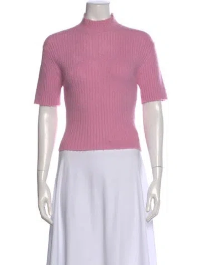 Pre-owned Staud Mock Neck Short Sleeve Top In Pink