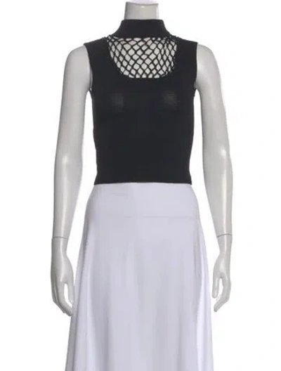 Pre-owned Staud Mock Neck Sleeveless Crop Top In Blue