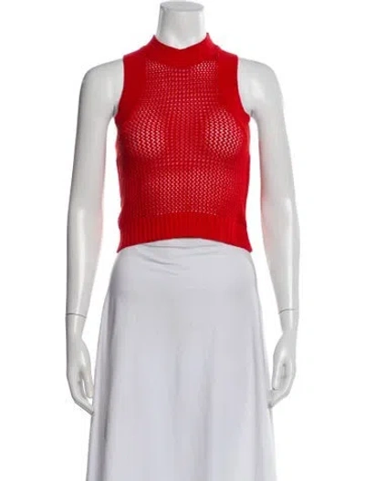 Pre-owned Staud Mock Neck Sleeveless Crop Top In Orange