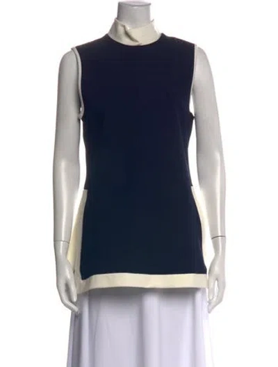 Pre-owned Staud Mock Neck Sleeveless Top In Blue