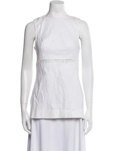 Pre-owned Staud Mock Neck Sleeveless Top In Neutral