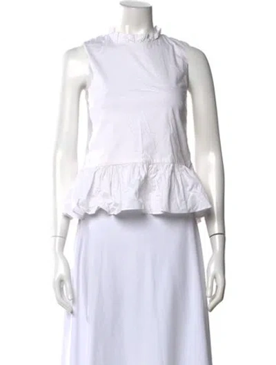 Pre-owned Staud Mock Neck Sleeveless Top In White