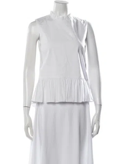 Pre-owned Staud Mock Neck Sleeveless Top In White