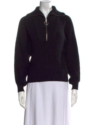 Pre-owned Staud Mock Neck Sweater In Black