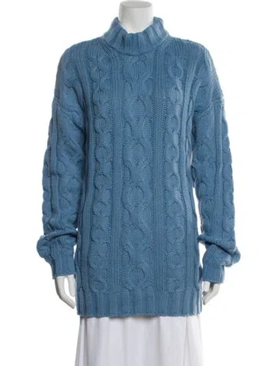 Pre-owned Staud Mock Neck Sweater In Blue