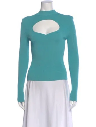 Pre-owned Staud Mock Neck Sweater In Blue