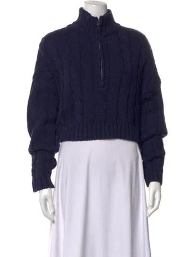 Pre-owned Staud Mock Neck Sweater In Blue