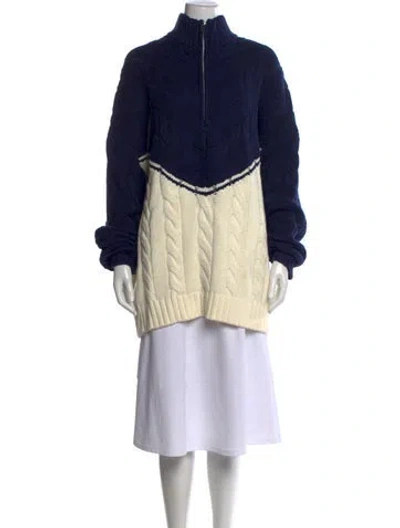 Pre-owned Staud Mock Neck Sweater In Blue