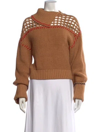 Pre-owned Staud Mock Neck Sweater In Brown