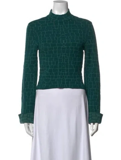 Pre-owned Staud Mock Neck Sweater In Green