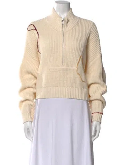 Pre-owned Staud Mock Neck Sweater In Neutral