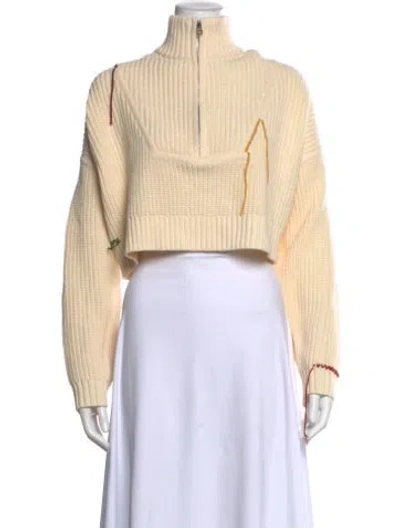 Pre-owned Staud Mock Neck Sweater In Neutral